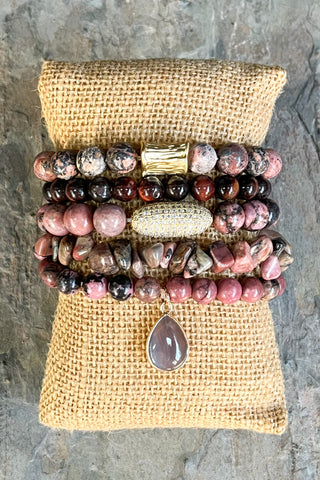 Zambia Bracelet Set Rhodonite