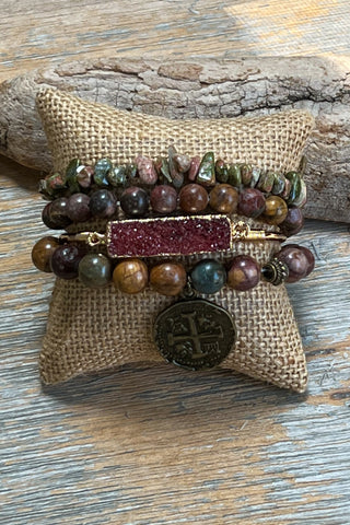 Amber Bracelet Set Unakite