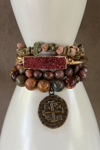 Amber Bracelet Set Unakite