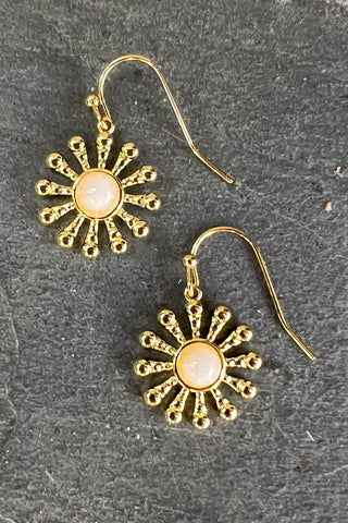 Flower Gem Earrings White EG1