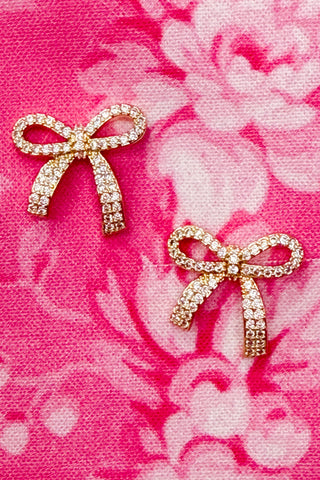 Rhinestone Bow Stud Earrings EG3