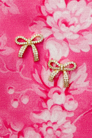 Rhinestone Bow Stud Earrings EG3