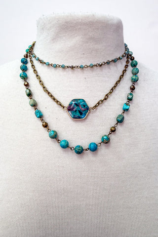 Janet Short Necklace-Turquoise