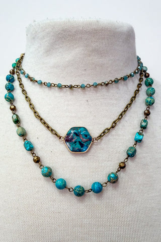 Janet Short Necklace-Turquoise