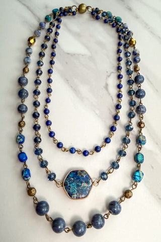 Janet Short Necklace-Blue