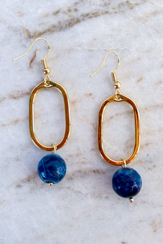 Mila Earrings Deep Blue Gold