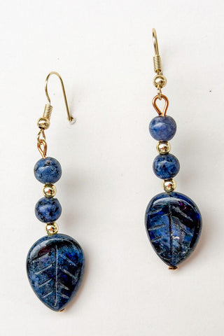 Blue Leaf Earrings