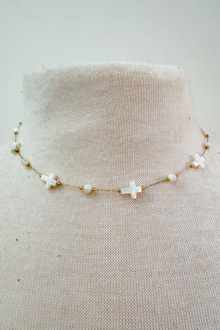 Laura Necklace- White Cross