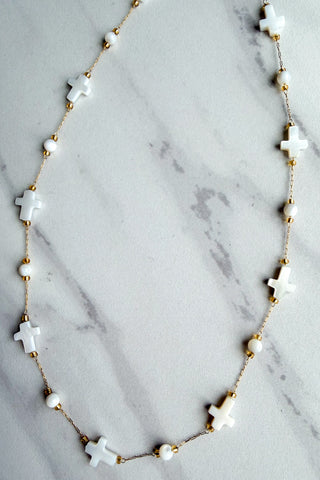 Laura Necklace- White Cross