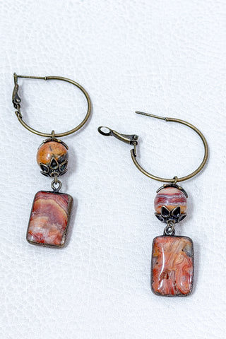 Sicily Hoop Earring- Crazy Agate