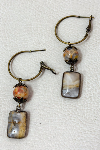 Sicily Hoop Earring- Crazy Agate