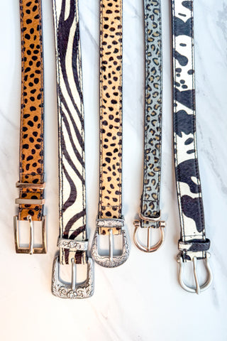 Assorted Fuzzy Animal Print Belts