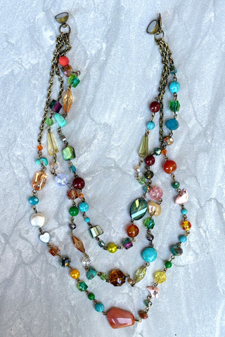 Willow Necklace-Turquoise/Caramel
